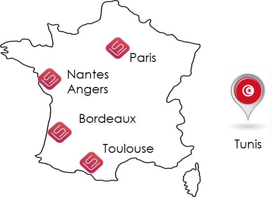 Labsoft est implenté à Toulouse, Paris, Bordeaux, Nantes, Angers et Tunis